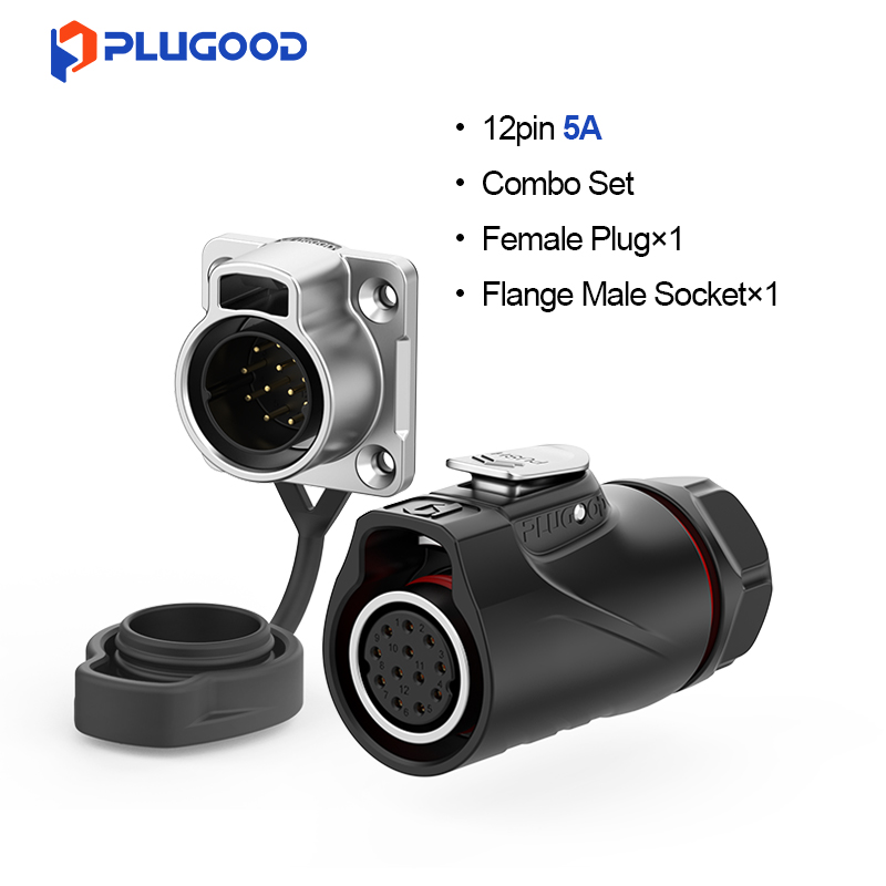 PLUGOOD PLG20 12Pin Set 5A Reverse Mount Semi-metal Soldering Type