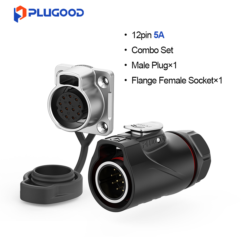 PLUGOOD PLG20 12Pin Set 5A Nomal Mount Semi-metal Soldering Type