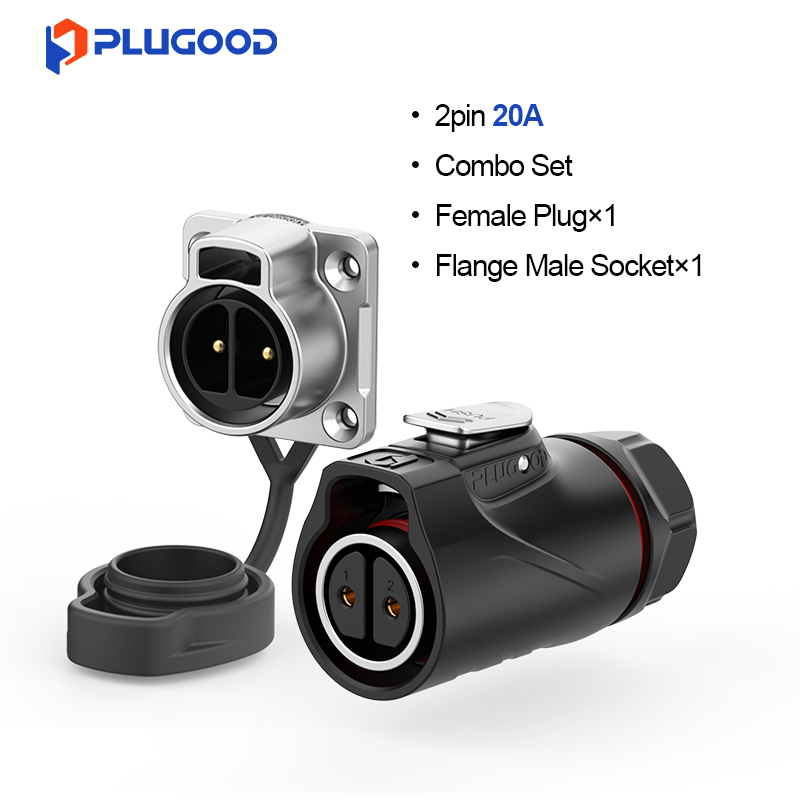 PLUGOOD PLG20 2Pin Set 20A Reverse Mount Semi-metal Soldering Type