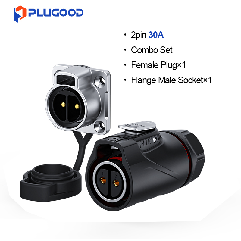 PLUGOOD PLG20 2Pin Set 30A Reverse Mount Semi-metal Soldering Type