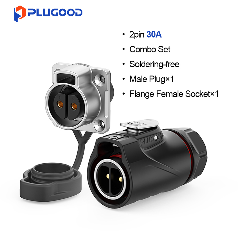 PLUGOOD PLG20 2Pin Set 30A Normal Mount Semi-metal Screwing Type