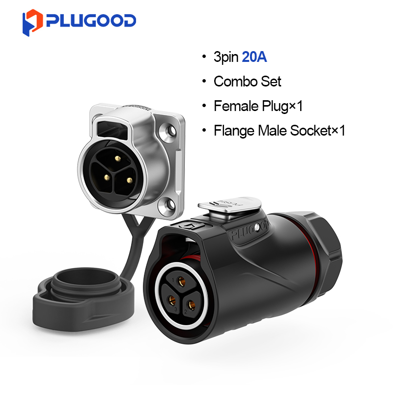 PLUGOOD PLG20 3Pin Set 20A Reverse Mount Semi-metal Soldering Type