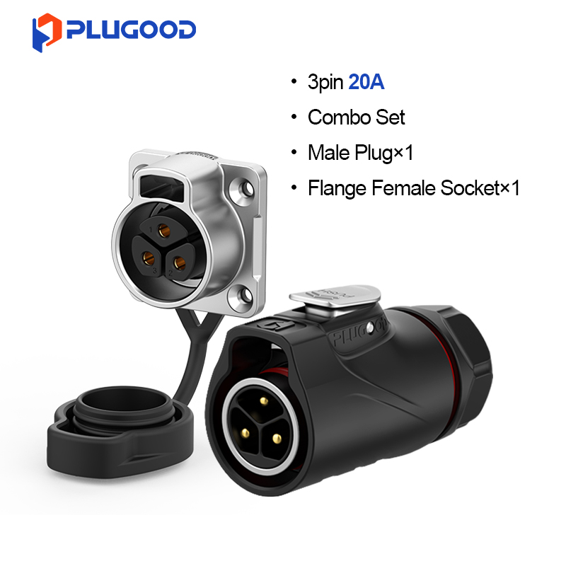 PLUGOOD PLG20 3Pin Set 20A Nomal Mount Semi-metal Soldering Type