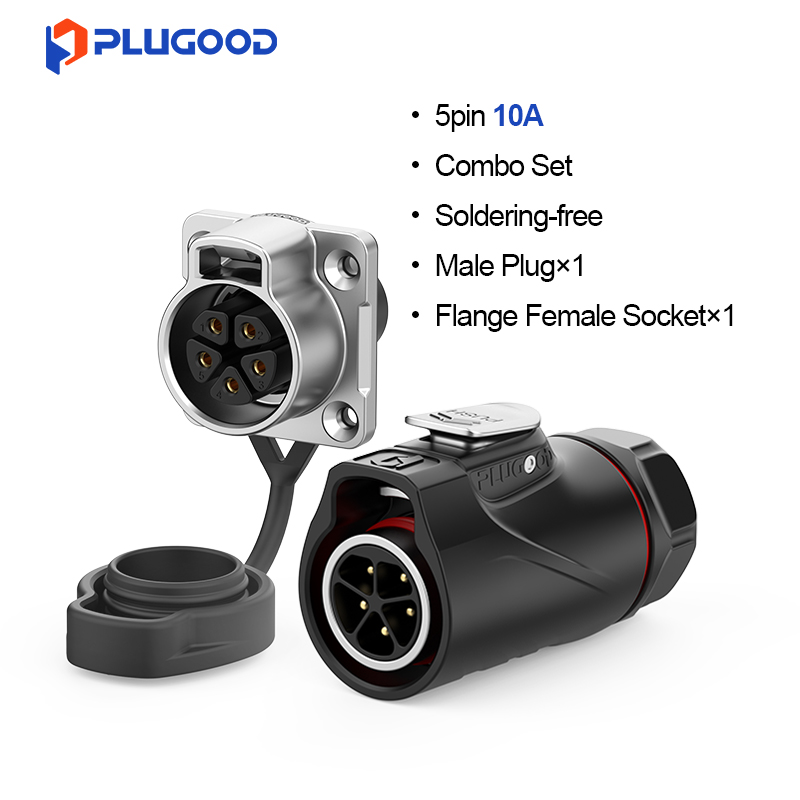 PLUGOOD PLG20 5Pin Set 10A Normal Mount Semi-metal Screwing Type