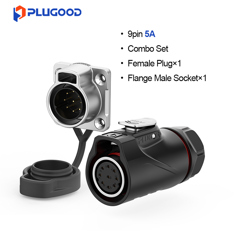 PLUGOOD PLG20 9Pin Set 5A Reverse Mount Semi-metal Soldering Type