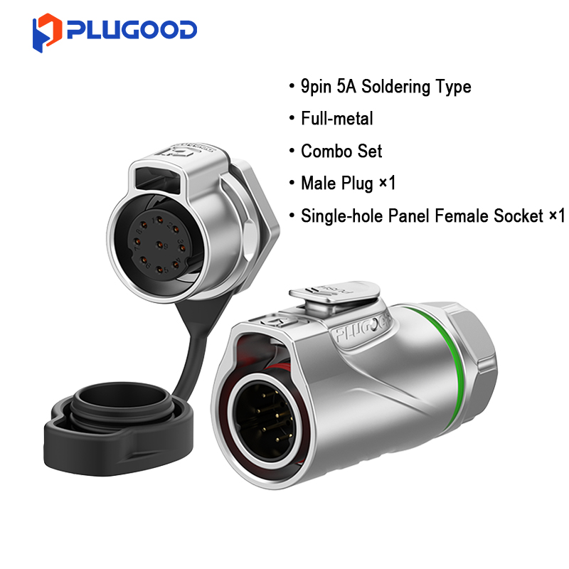PLUGOOD PLG20 9Pin Single hole Set 5A Nomal Mount Full-metal Soldering Type