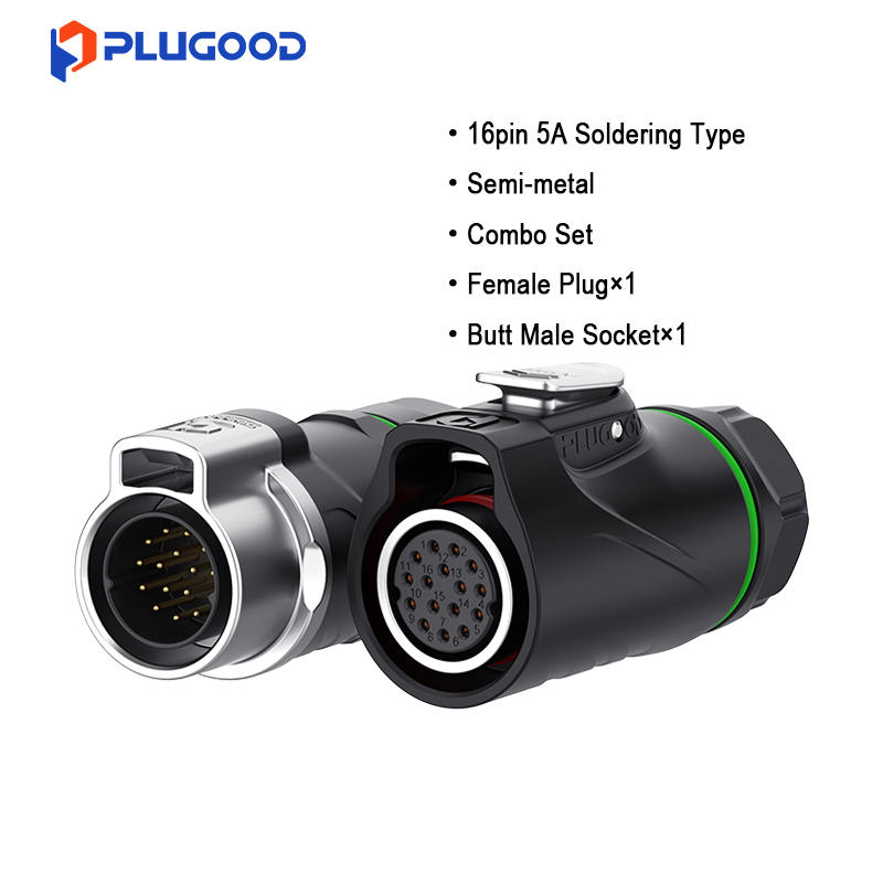 PLUGOOD PLG20 16Pin Butt Connector Set 5A Reverse Mount Semi-metal Soldering Type