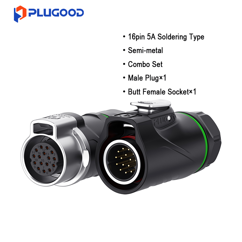 PLUGOOD PLG20 16Pin Butt Connector Set 5A Nomal Mount Semi-metal Soldering Type