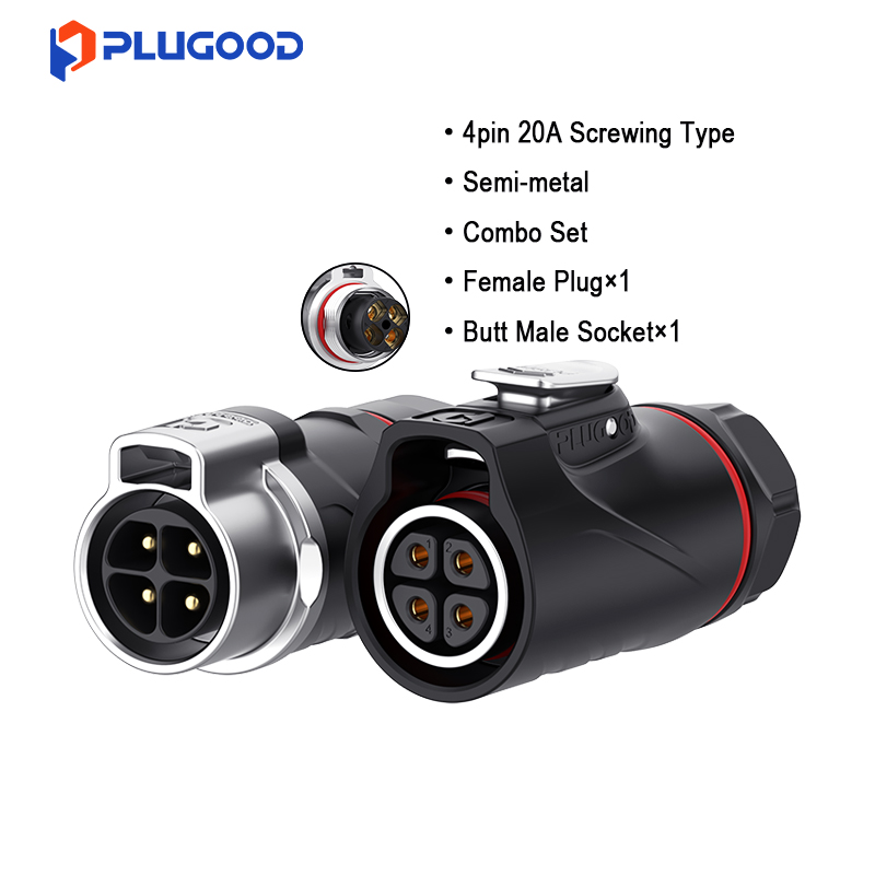 PLUGOOD PLG20 4Pin Butt Connector Set 20A Reverse Mount Semi-metal Screw-locking Type