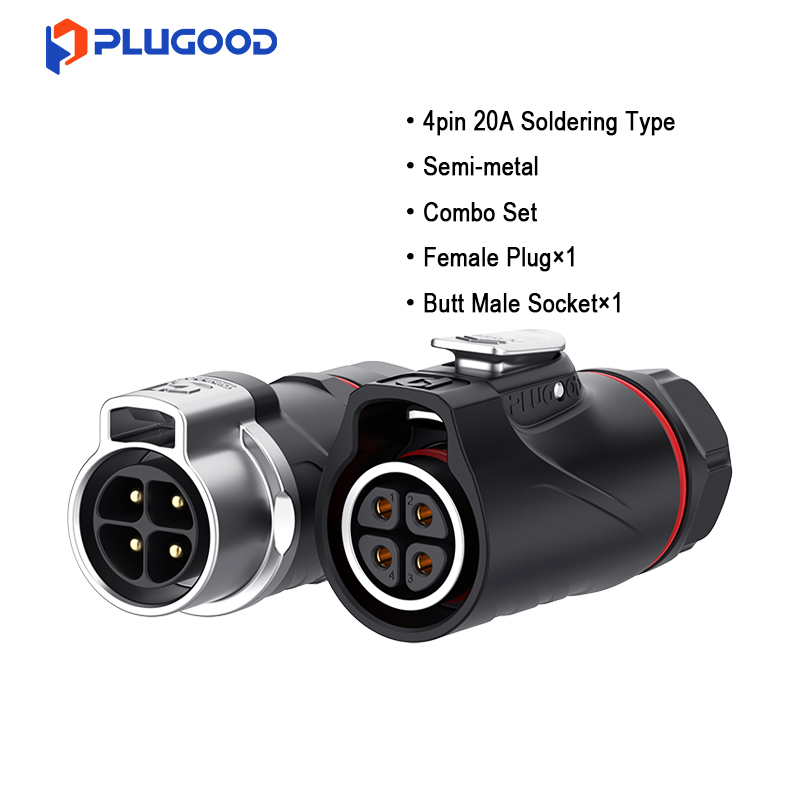 PLUGOOD PLG20 4Pin Butt Connector Set 20A Reverse Mount Semi-metal Soldering Type